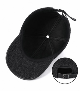 Casquette de baseball unisexe en polyester respirant, style streetwear, bonnet d'hiver, taille adulte 56-58 cm, tissu texturé noir - Product Image 4