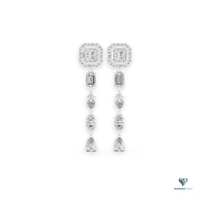 Pendientes de Oro Blanco de 2.812 CT con Diamantes Cultivados en Laboratorio en Forma de Princesa y Corte Fantasía en Oro Sólido de 14K - Product Image 4