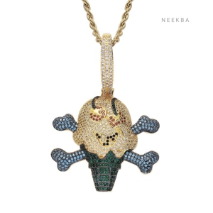 Pendentif Pirate Crème Glacée en Moissanite Effet Givré en Argent Sterling 925 – Bijou Amusant - Product Image 2