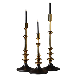 Aristea Gold/<b>Black</b> Handmade Portable Aluminum <b>Candlestick</b> Holder Set for Christmas Valentine's Day & Easter Home Decoration - Product Image 3