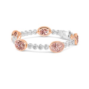 Bracelet station ovale en or rose 9 carats avec diamants roses et ronds de laboratoire, 23,24 CTW - Product Image 1