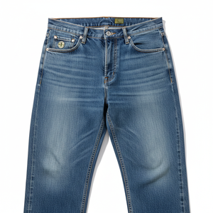 Pantalon en jean décontracté mi-lourd sur mesure pour homme - Denim délavé, couleur et logo personnalisés, toutes tailles, printemps/été/automne/hiver - Product Image 5