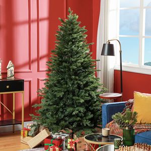 Albero di Natale floccato da 6 piedi con supporto in metallo pieghevole pieghevole a cerniera albero di Natale per le vacanze in ufficio - Product Image 2