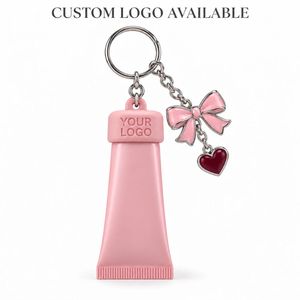 Custom Silicone <b>Lip</b> Balm Holder Keychain with Metal Charms for Handbag Daily Travel Cosmetic Storage - Product Image 3