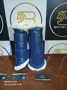 BRAND ZONE Bottes équestres en cuir verni pour chevaux, protections de tendons 8MM en néoprène et fausse fourrure, durables et confortables - Product Image 4