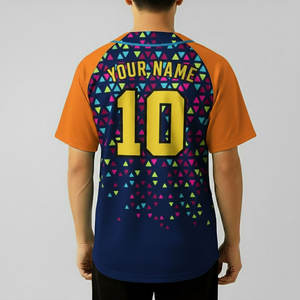 เสื้อเบสบอลลายทางสีสันตัดกัน 100% โพลีเอสเตอร์ สำหรับผู้ชาย ผู้หญิง ไซส์พลัส แขนสั้น พร้อมปักชื่อและหมายเลข - Product Image 2