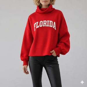 Sweat-shirt pour femme de haute qualité, couleur unie, coupe ample, anti-boulochage, col montant, manches longues, style automne - Product Image 4