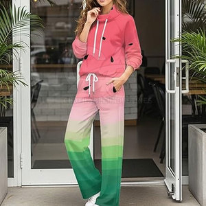 Conjunto Deportivo de Dos Piezas para Mujer, Estampado Completo, Algodón/Poliéster, Ropa Casual 2026, Personalizable - Product Image 3