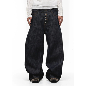 Jeans Negros Personalizados para Hombre, Corte Holgado, Estilo Vintage, Cintura Media, para Chicos Grandes, en Mezclilla Lavada - Product Image 1