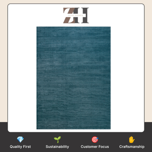 Tapis rectangulaire fait main en laine et viscose, tissé à la main, tapis de sol texturé doux de qualité supérieure, tapis décoratif d'intérieur - Product Image 6