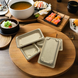 Boîte en papier carrée industrielle Shushi avec poignée et estampage des emballages alimentaires jetables pour sushi salade sandwich nouilles collations - Product Image 3