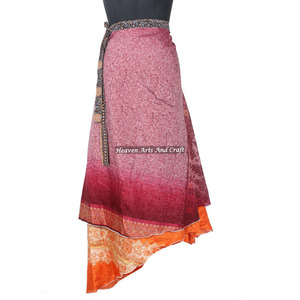 New Handmade Vintage Silk Magic Reversible <b>Sarong</b> Pareo <b>Wrap</b> Skirt Tube Dress Women Wear Vintage Silk Sari Long Length <b>Wrap</b> - Product Image 1