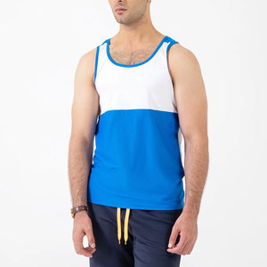 Latest Design Sleeveless Round Neck Custom Plain Breathable Knitted Sporty Gym Summer <b>Men's</b> Tank Top - Product Image 6
