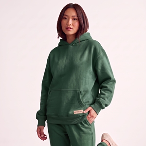 Sudadera con capucha personalizada para mujer, color rojo vino, con bolsillo frontal, lisa, de forro polar grueso, hombros caídos, corte holgado. - Product Image 6