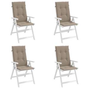 <b>Taupe</b> Fabric Highback Garden <b>Chair</b> Cushions 4pcs Set 47.2"x19.7"x1.2" Size Elegant Seat Pillows - Product Image 3