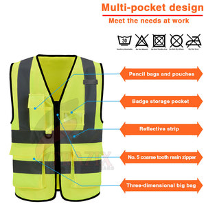 Gilet de travail durable, vêtements de sécurité pour les chantiers de construction, les usines et les applications de sécurité routière, gilet de travail respirant - Product Image 4