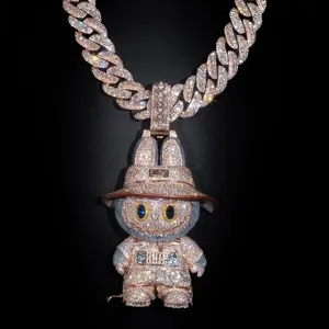 Colgante de Gato de Dibujos Animados Personalizado, Plata de Ley 925, Joyería Hip Hop con Incrustaciones de Moissanita VVS, Amuleto Personalizado para Hombre y Mujer - Product Image 5