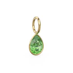 Colgante de Oro Sólido Amarillo de 14k con Peridoto Verde de 7mm, Engaste para Joyería / Piedra de Nacimiento de Agosto / Gema de Olivino con Corte Pera - Product Image 4