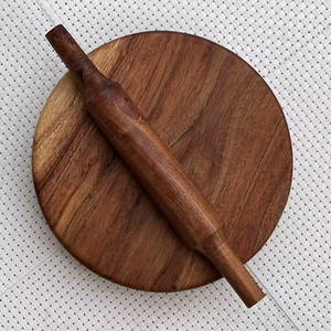 Handcrafted Wooden Chakla Belan Set Round <b>Rolling</b> Board with <b>Pin</b> Durable Kitchen Tool for Roti Chapati Dough <b>Rolling</b> India - Product Image 1