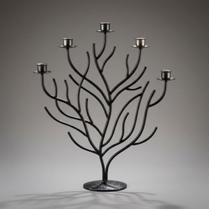 Hand Bent Iron 5-Light Coral Branch <b>Candelabra</b> Oxidised <b>Black</b> Metal Candle Holder Wholesale Home Decor - Product Image 1