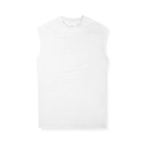 Débardeur blanc sans manches pour homme, col rond, tricot uni, style décontracté - Product Image 4