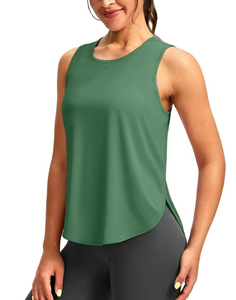 Débardeur pour femme bleu clair à col rond, couleur unie, respirant, tricoté, coupe classique, vêtement décontracté - Product Image 3