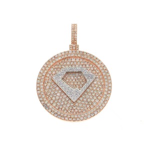 Colgante Hip Hop de Lujo Chapado en Rodio con Diamante Cultivado en Laboratorio y Moissanita de Plata 925, Corte Brillante Redondo - Product Image 1