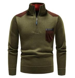 New <b>Men</b> Knitted Sweater Autumn Winter Knitwear Long Sleeve <b>Turtleneck</b> Zipper Neck Male Pullover Sweatshirt Outerwear - Product Image 2
