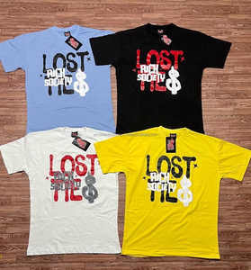 Camiseta de calle multicolor de gran tamaño para hombre con serigrafía personalizada, camisetas recortadas cuadradas con estampado de letras personalizadas de 320GSM de alta calidad - Product Image 4