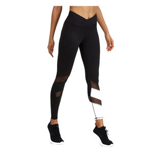 Leggings pour femmes à taille haute, marron uni, pantalon de yoga compressif avec ceinture contrastée - Product Image 6