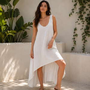 Women's Linen High Low Midi <b>Dress</b> Sleeveless <b>Loose</b> Fit Boho Casual Beach Resort Vacation Minimalist Summer A Line Elegant <b>Dress</b> - Product Image 2