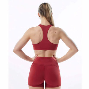 Custom Logo Sexy Light Support Running Vest Active Workout Crop Top Square Neckline Gym <b>Open</b> Back Strappy Sports <b>Bras</b> For Women - Product Image 4