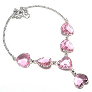 Collier ajustable avec pendentif cœur en argent sterling plaqué or et kunzite fait main, cadeau romantique pour elle, unisexe, idéal pour les fiançailles - Product Image 2
