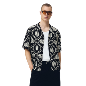 Camisa de Muselina Informal y Holgada para Hombre, Manga Corta, Ligera, Transpirable, con Botones al Frente, para Verano, Playa, Vacaciones, Uso Diario - Product Image 1