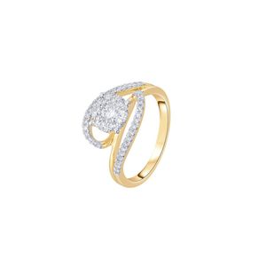 Bague de mariage pour femme en or jaune 14 carats avec diamants de laboratoire, motif tourbillon pavé, coupe brillante, vente en gros - Product Image 1