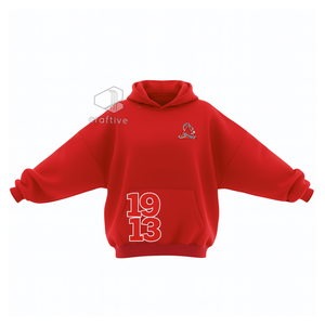 Delta |   Sigma |   Sweat-shirt à capuche oversize pour femme Theta, rouge et blanc, style color block, décontracté, avec poches kangourou - Product Image 1
