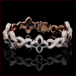 Bracelet en zircon plaqué or rose pour femme, style classique, maillons de chaîne, sertissage pavé, style mariage - Product Image 3