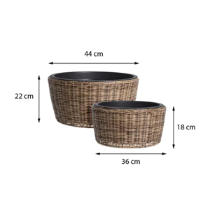 Jardinière en rotin écologique, décoration de jardin bohème, pot de plante intérieur/extérieur avec doublure, fournisseur d'usine en gros du Vietnam - Product Image 2