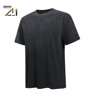 T-shirt en coton tricoté pour homme 250g, col rond, manches courtes, respirant, décontracté, design dégradé, coupe classique, impression de logo personnalisée - Product Image 3