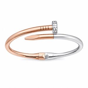 Luxury Stainless Steel Nail Bracelet with Sparkling Rhinestone for Women <b>Wedding</b> Party Jewelry Wholesale - Product Image 3