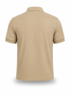 Camisa de Manga Corta para Hombre, Color Beige Sólido, Tejido Piqué de Poliéster/Algodón, Transpirable, Estilo Casual, Botones Bordados en la Parte Delantera, Logotipo Personalizado - Product Image 3