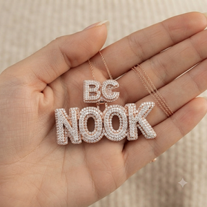 Unisex Hip Hop Style Custom Rose Gold Plated 925 <b>Silver</b> Block <b>Initial</b> Letter Moissanite Diamond Charms Big Pendant <b>Necklace</b>-Gift - Product Image 4