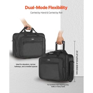 Sac d'ordinateur portable à roulettes de 17.3 pouces pour le travail Sac d'ordinateur à roulettes noir pour hommes et femmes - Product Image 5