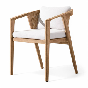 Silla de comedor de ratán con brazos y estructura de madera de teca para decoración del hogar y muebles de jardín - Product Image 2