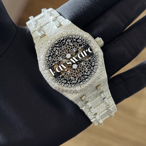 Reloj Analógico de Acero Inoxidable con Diamantes Moissanite VVS Laysware, Unisex, Personalizado, Estilo Hip Hop, Joyería de Lujo - Product Image 2