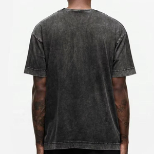 เสื้อยืดผ้าฝ้ายทอลายโอเวอร์ไซส์สำหรับผู้ชายสุดเทรนดี้ คุณภาพสูง สไตล์วินเทจ สีซีดจาง สตรีทแวร์ลำลอง เสื้อโอเวอร์ไซส์ - Product Image 3