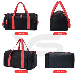 Black Red Gym <b>Duffel</b> <b>Bag</b> 15in Adjustable Strap Zipper Closure Unisex Casual Style Nylon Material Large Capacity Fitness <b>Bag</b> - Product Image 3