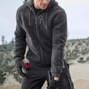 Men's Stand Collar <b>Fleece</b> <b>Jacket</b> Zipper Front Solid Color Warm Winter Casual Thick Cotton <b>Lining</b> Regular Fit 100% Wool - Product Image 3