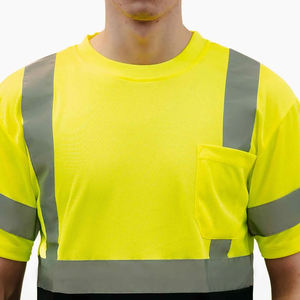 Wholesale <b>Hi</b> <b>Vis</b> Reflective Polo <b>Shirt</b> Men Fluorescent Safety Workwear Short Sleeve Breathable Polyester Road Construction - Product Image 5