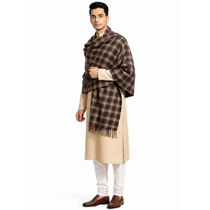 Bufanda de Lana a Cuadros para Hombre, Talla Grande, Marca Kriti International, con Flecos y Borlas, para Invierno, Suave, 500g, Teñida con Hilo, para Uso Casual - Product Image 6